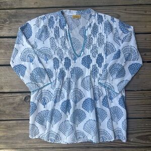 oberta Roller Rabbit Beaded Peacock Shirt